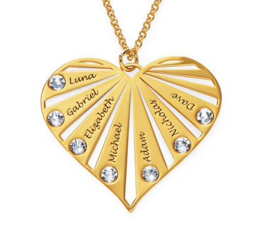 Heart Necklace with Birthstones